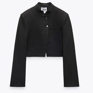Zara Fitted Crop Blazer - Black